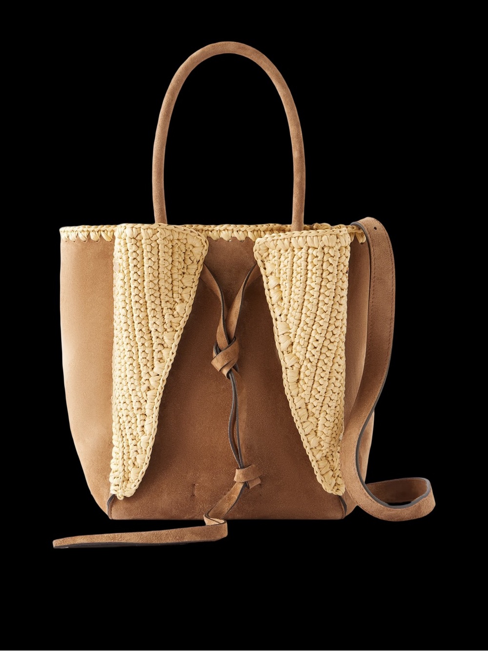 Gabriela Hearst Tan Suede Tote with Cream Woven Trim